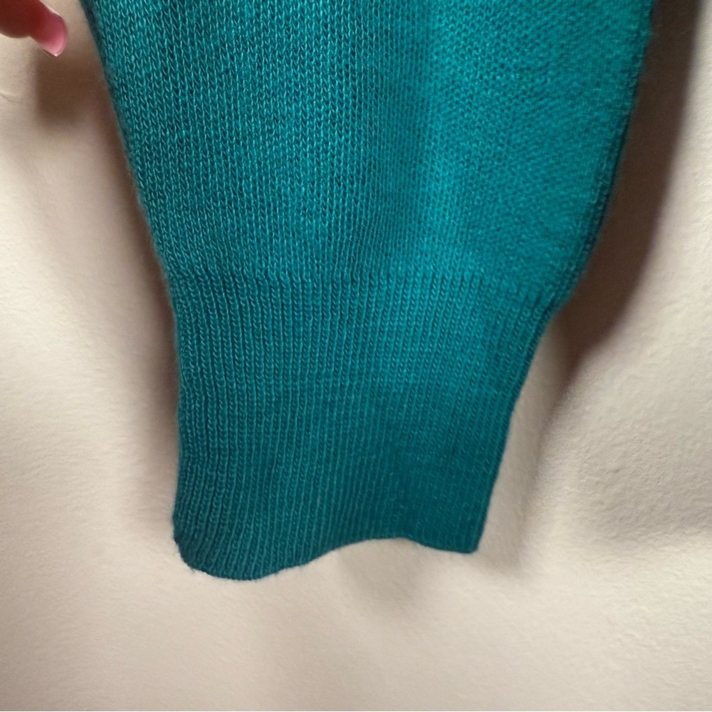 Vintage Jantzen Blue V-Neck Sweater Lightweight Knit Size Medium Pullover - Picture 5 of 9